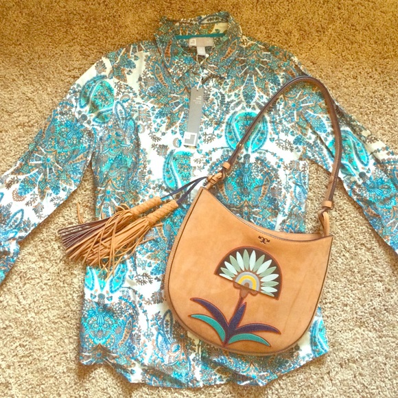 Jc Penney Turquoise Paisley Silk blend Top 💙