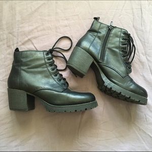 Black lace up booties