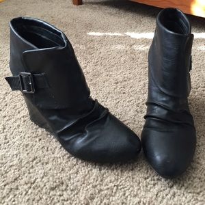 Black Wedge Booties