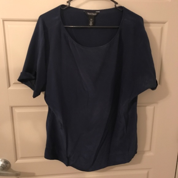 White House black market boat neck silk blouse