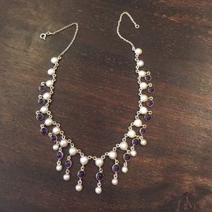 Silver amethyst & pearl necklace