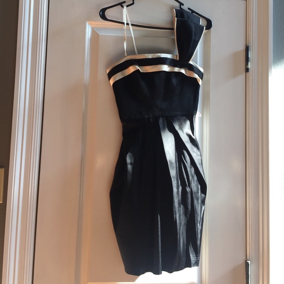 BCBGMAXAZRIA One Strap Black & Cream Cocktail Drs