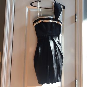 BCBGMAXAZRIA One Strap Black & Cream Cocktail Drs