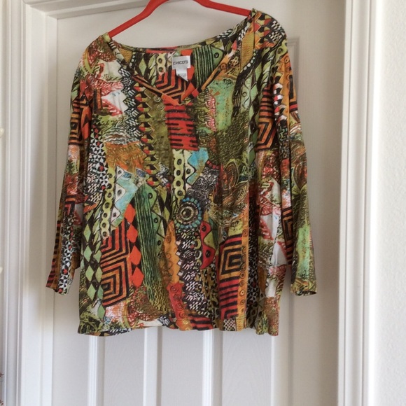 Chico's size 3 multi color cotton top