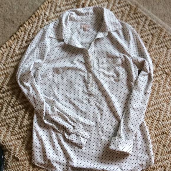 Black and white polka dot popover shirt