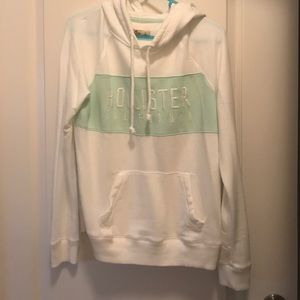 Hollister white and sea foam green sweatshirt!
