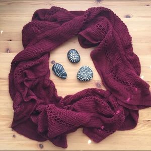 Burgundy Knit Infinity Scarf