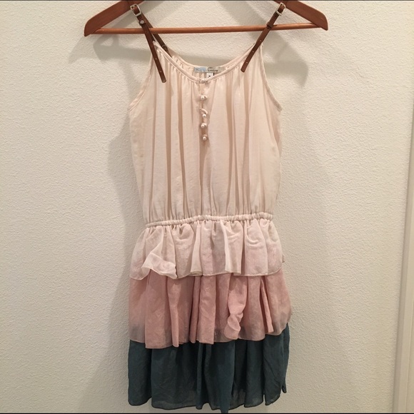 Tiered Mini Dress with Leather Straps