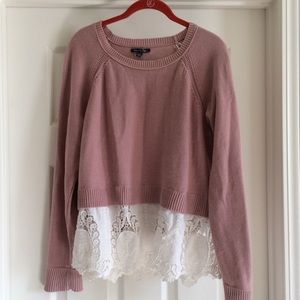 American eagles lace sweater. XL. Dusty rose