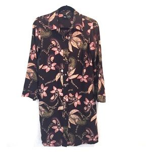 💥Sale💥 Brown Silk Paisley Long Sleeve Dress