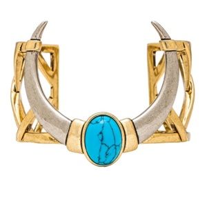 HOUSE OF HARLOW horned cuff with turquoise.