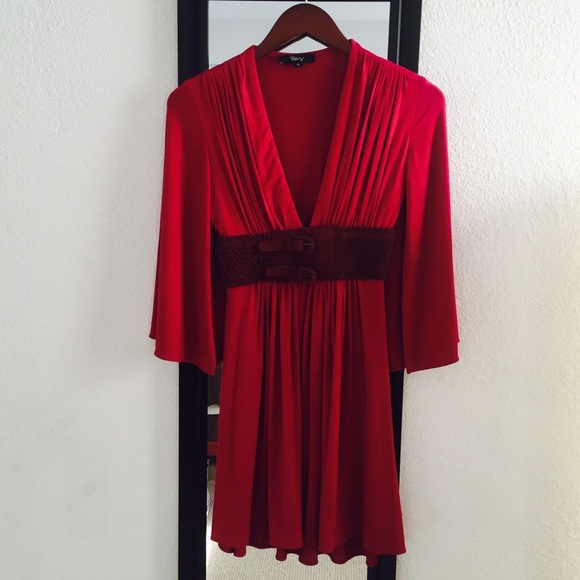 Hot pink belted mini dress