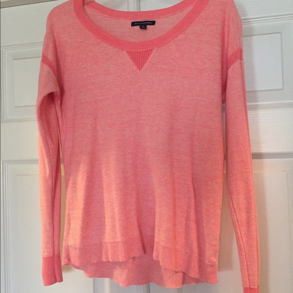 American Eagle Crew LS Pink SP Sweater