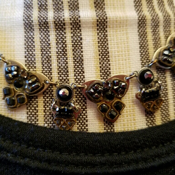 Black Crystal with Copper and Silver Tones Necklace - Picture 2 of 3