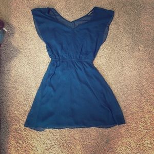 Express chiffon blue overlay dress