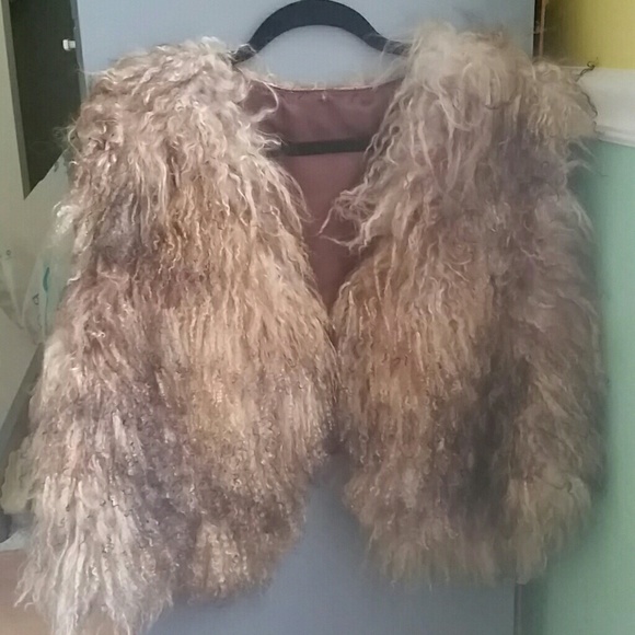 Beautiful Brown Alpaca Fur and Ostrich Vest