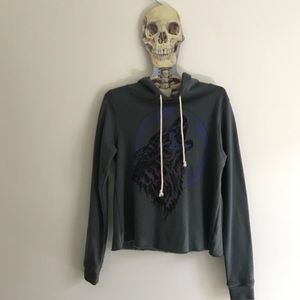 Copped light hooded wolf sweater