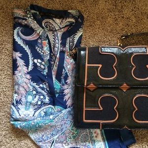 Zara Blue Paisley Floral Silk Tunic NWT