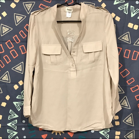Military style beige blouse