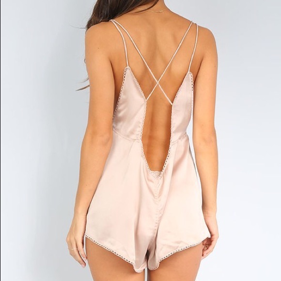 NUDE SEXY SATIN ROMPER - Picture 4 of 4