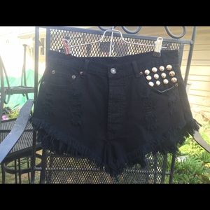 NEW Mid waist fringe studded shorts