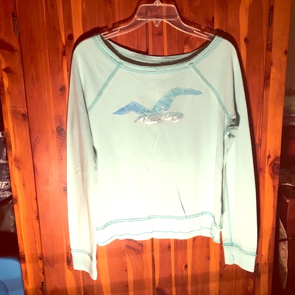 Baby Blue Hollister Sweater with Sequin Detail