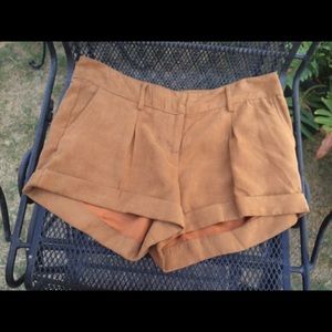 Suede camel colored shorts