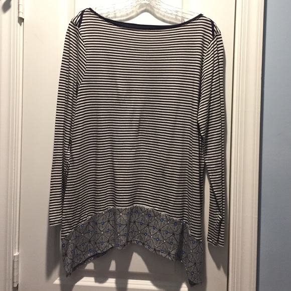 J. Jill Striped Jersey Top w Angled Hemline