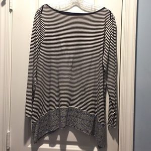 J. Jill Striped Jersey Top w Angled Hemline