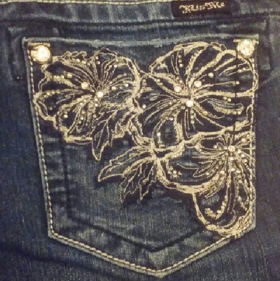Miss Me Low Rise Boot Cut Stretch Rhinestone Jeans