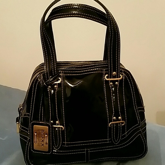 Maxx New York Small Black Patent Bowling Satchel - Picture 1 of 4