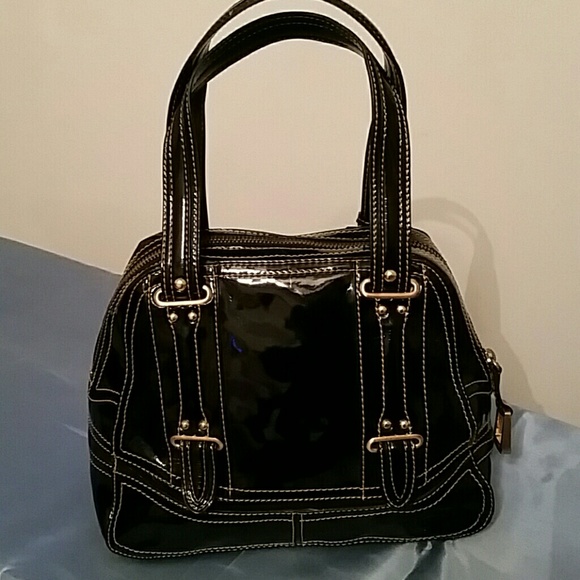 Maxx New York Small Black Patent Bowling Satchel - Picture 2 of 4