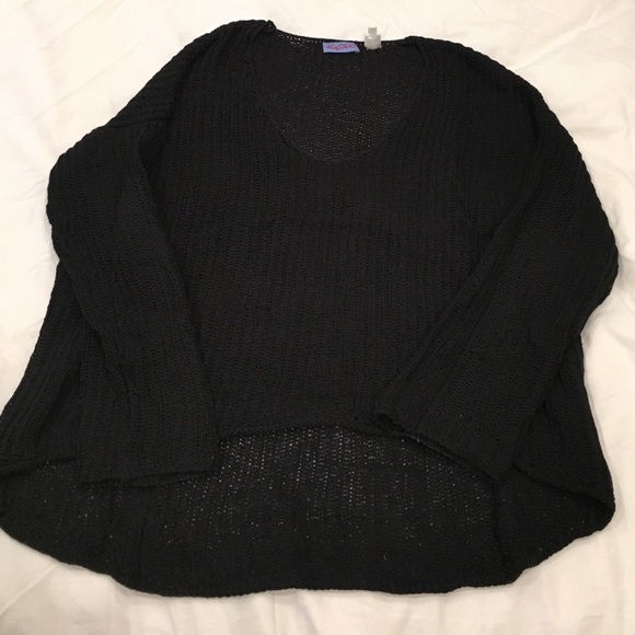 Acrobat asymmetric hem knit vneck black sweater