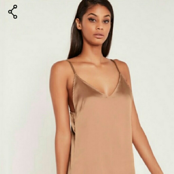 Carli Bybel x Missguided Rose Gold Silk Cami Dress