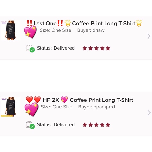 HP 4X 💖 Coffee Print Long T-Shirt - Picture 6 of 6