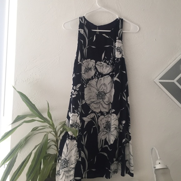 Navy floral A-line dress - Picture 1 of 4