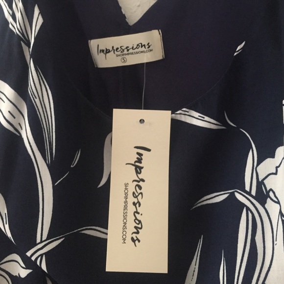 Navy floral A-line dress - Picture 4 of 4