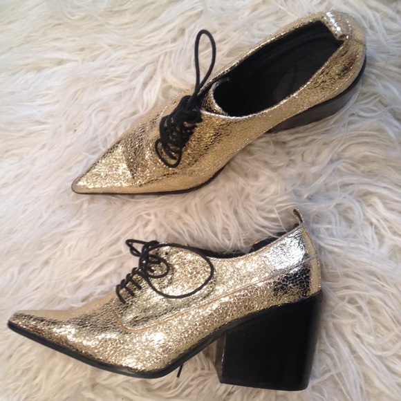 Asos  Send Him Away gold lace up heels