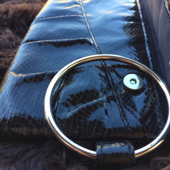 Aldo Black Snake Print Clutch - Picture 2 of 3