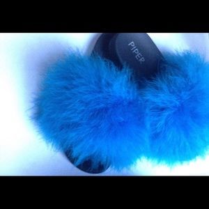 Cookie Monster Fur Slides