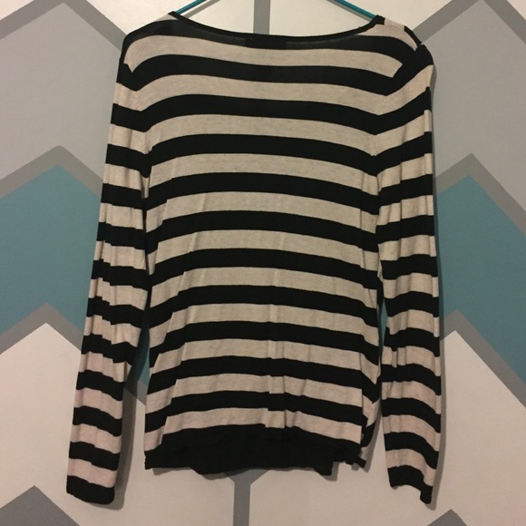 INC - Black and Cream Stripe Top Built-In Tank - Picture 3 of 3