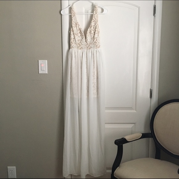 White lace maxi dress