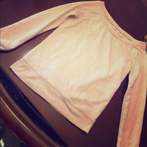 Cream fitted scoop neck sweater