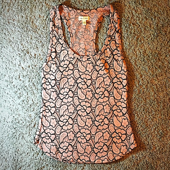 SILENCE + NOISE floral lace racerback tank top - Picture 1 of 4