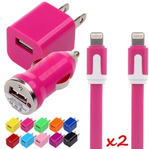 Hot Pink iPhone Charging Kit for 5,5C,5S,6,6+