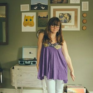 Free People Flowy Appliqued Tank