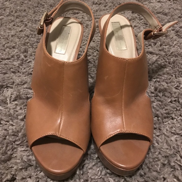 Shoes - Tan leather wedges- never worn