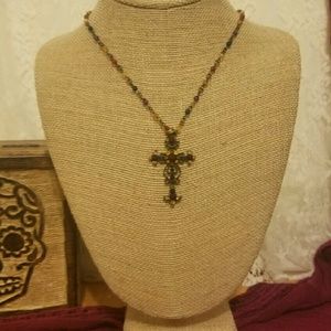 Gothic Rhinestone Cross Necklace