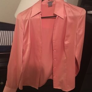 Ann Taylor peach satin shirt