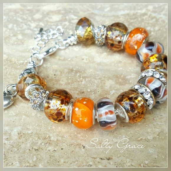 SOLD Imani~ brown amber charm bracelet - Picture 3 of 7